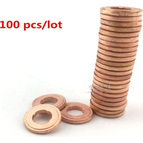 100pcs 7x15mm EURO-III common rail injector nozzle copper pad gasket for diesel injector sealing, diesel pump repair tool parts