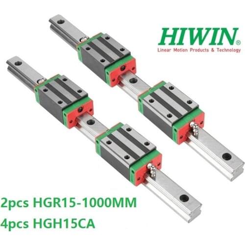 2pcs 100% original Hiwin linear guide rail HGR15 1000mm With 4pcs HGH15CA Or HGW15CA Linear Carriage Block For CNC HGW15CC