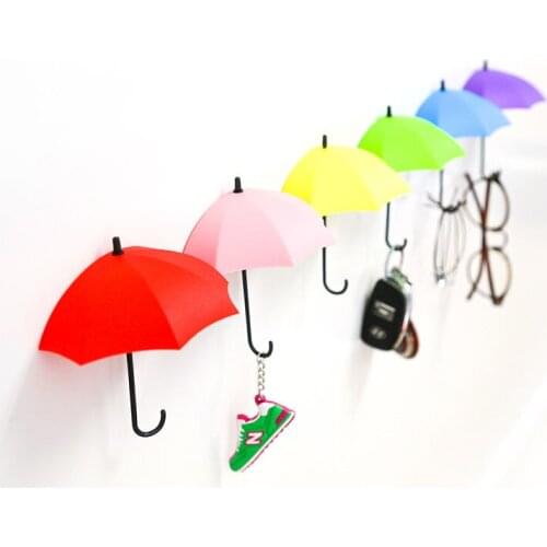 3pcs/lpt Ins Decorative Objects Umbrella Creative Kitchen Wall Load-bearing Debris Storage Hook Decorative Sticky Hook E11250