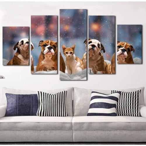 Diy 5 units / award living 5d diy magic diamond painting rhinestone cross stitch diamond embroidery animals dog cat diamond
