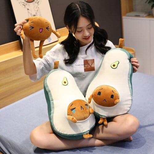 50CM New Detachable Avocado Pillow Fruit Plush Toy Stuffed Doll Fruit Cushion Pillow Soft Plush Doll Toy Child Baby Girl Birthda