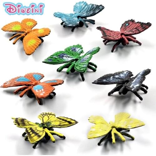 8pcs/Lot Simulation Butterfly insect animal model Lifelike action figure home decor Gift For Boy girl children Kids hot toys set