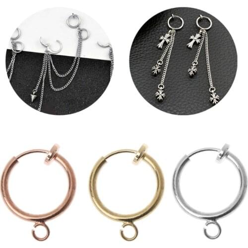 ANGELADY 10Pcs Brass Round Hoop Clip with Loop For Earring DIY Charms Jewelry Findings for Women