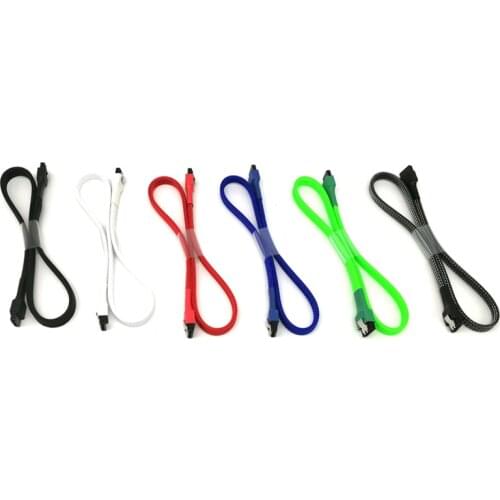 Angitu Sata Cable Sleeved 6GBit/s SATA 3.0 Data Cables 180 Degree Hard Disk Drive SSD Adapter for Hard Drives