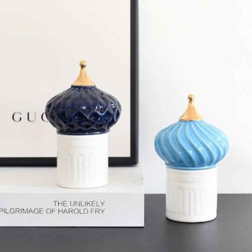 Russian Castle Roof Storage Jar Ceramic House Decorative Candle Holder Creative Diy Little Jewelry Storage Tank Holder Home Deco