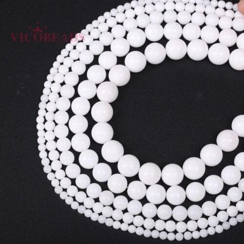Natural Stone Porcelain white Beads 16"Strand 4 6 8 10 12mm Pick Size for jewelry Making