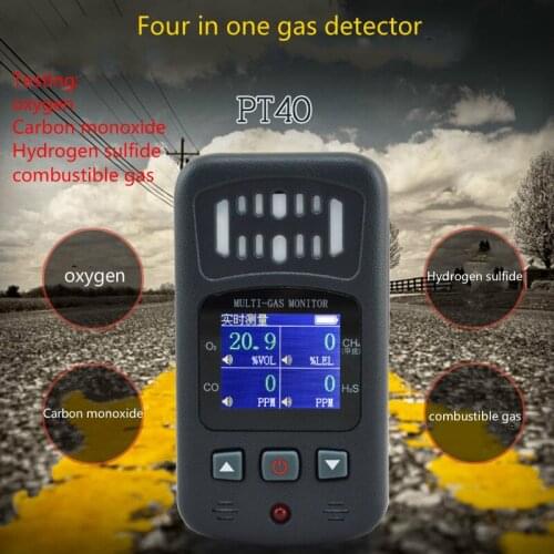 Four gas detection instrument screen rechargeable oxygen carbon monoxide hydrogen sulfide combustible gas detector