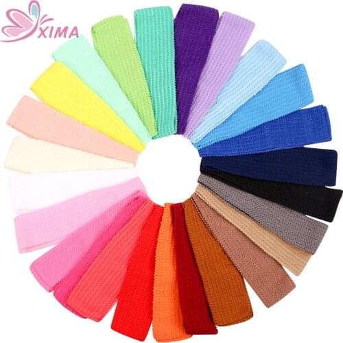 XIMA 25pcs/lot Solid Color Kids 4CM Headband Girls No Knotted Soft Elastic Girls DIY Handmade Headbands Hair Accessories