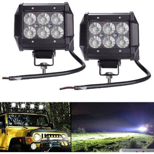 2Pcs 18W Car Led Light Bar Work Light Lamp Chip LED 4" Motorcycle Tractor Boat Off Road Truck new