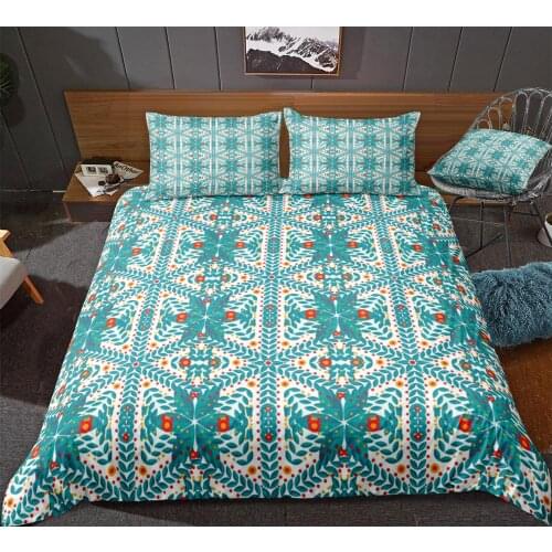 Blue Bedding Set Striped Duvet Cover Set Leaves and Flowers Bedclothes Modern Bed Linen Boy Girl Home Textile Microfiber Bed Set