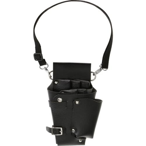 PU Leather Hair Scissors Combs Holster Hairdressing Bag Pouch Holder with Waist Shoulder Belt Black professional barbers salons