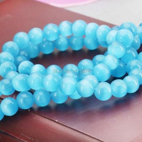 8mm Accessories Blue Glass beads Mexican cat eye granular loose Beads Women girls gift 15inch Jewelry making design wholesale