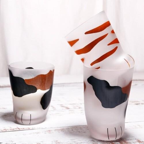Cute Cat Paws Glass Tiger Paws Mug Office Coffee Mug Tumbler Personality Breakfast Milk Porcelain Cup Home Office Drinkware