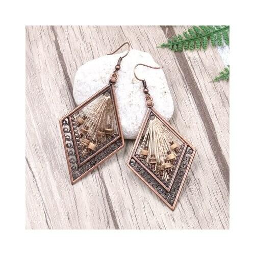 Metal wooden beads hanging boho Bohemian national pendant earrings female female engagement party jewelry accessories