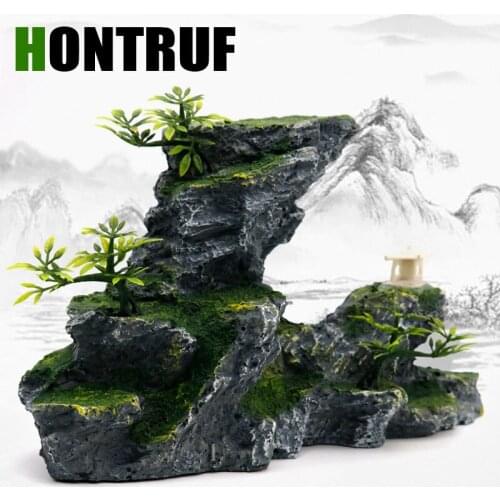 Simulation resin rockery aquarium fish tank landscaping decorations rural wind resin crafts garden decoration