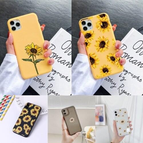 Art Cartoon Blooming Chrysanthemum Case for iphone 11 12 mini pro xs max 6 6S 7 8 plus X XR SE Soft Transparent Silicone Cover