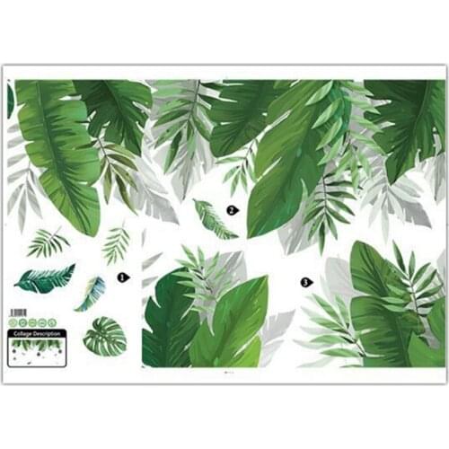Sticker Jungle Green Leaf Wall Sticker Decoration Living Room Restaurant Seaside Plant Swallow Art Wall Mural Home Office Decor