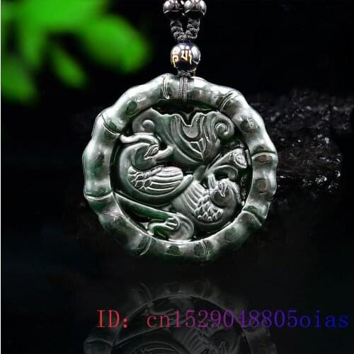 Jade Mandarin duck Pendant Gifts Gemstone Amulet Jewellery Black Green Fashion Charm Chinese Natural Necklace Carved