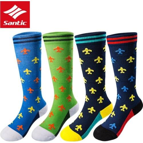 2019 Santic Professional Kids Cycling Socks Child Balance Bikes Cycling Socks Breathable Boys Girls Knee-High Sport Sock 4 Color