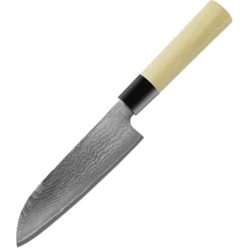 Santoku Chef Knife Kitchen Knives Japanese Damascus VG10 Steel Razor Sharp Blade Meat Cutting Tools Plastic with wooden Handle