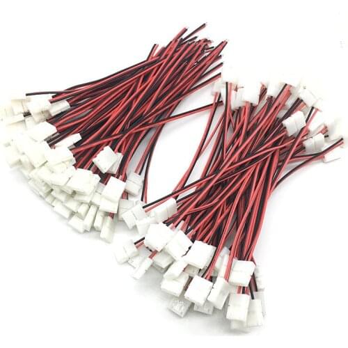 Wholesale 100pcs/lot LED Strip Connector 2pin 10mm 8mm Two End One End With Wire Free Welding Connector No Need Soldering