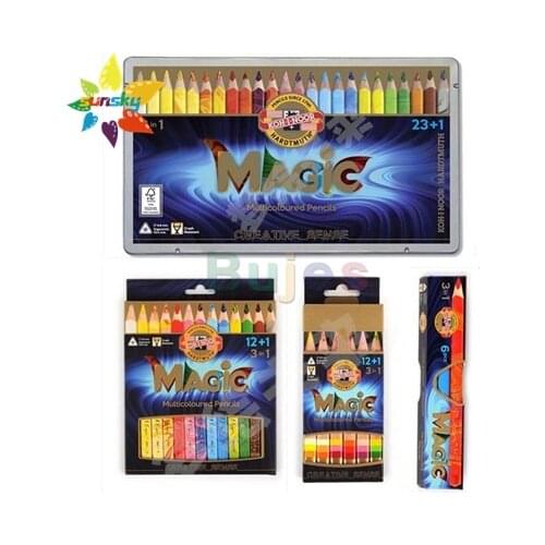 Original Czech KOH-I-NOOR Magic color lead three in one rainbow pencil iron box 6/12/24 color set color pencil art supplies