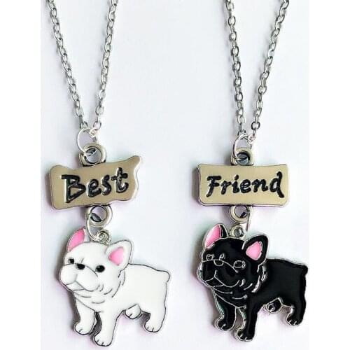 Necklace 2pcs/Set Jewelry Best Friends Charm Necklaces Pendants Cartoon Lovely Bulldog Necklace Friendship Kids Girls Gift