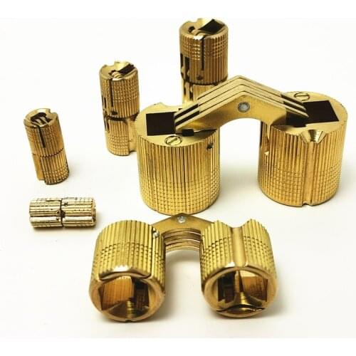 2pcs 8-24 mm Pure Copper Brass Furniture Hinges Cylindrical Hidden Cabinet Concealed Invisible Door Hinges For Hardware Gift Box