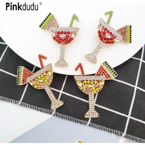 Pinkdudu Fashion Hot Summer Multicolor Crystal Cup Earrings Rhinestone Watermelon Juice Drop Earrings Jewelry for Women OG077