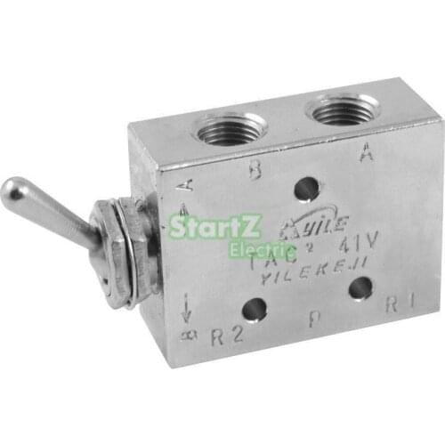 Silver Tone Air Pneumatic 2 Position 5 Way Toggle Switch Valve TAC2-41V