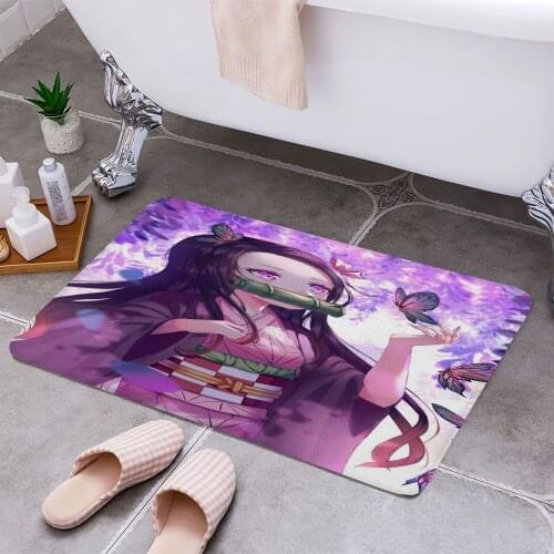 Nezuko Demon Slayer Anti-slip Doormat Vacuuming Water Absorbing Kitchen Bedroon Bath Floor Mats Home Entrance Home Decora