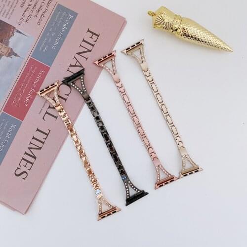 Diamond Strap For Apple Watch Band ladies 38mm/42mm/40mm/44mm to iwatch series stainless steel strap 6 Se 5 4 3 21 bracelet
