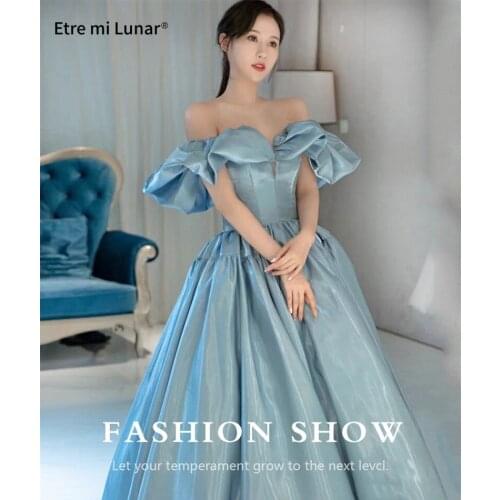 Dubaid Puff Sleeve Off Shoulder Luxury Prom Dresses Ball Gown Classic Satin Elegant Formal Dress Vestidos LD04342