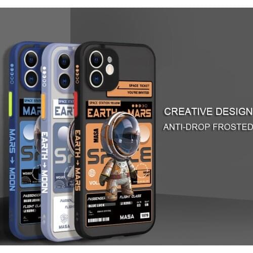 Camera Len Protection Luxury Astronaut Phone Case For iPhone 11 12 Pro X XR XS Max Mini 7 8 Plus Shockproof Silicon Frame Cover