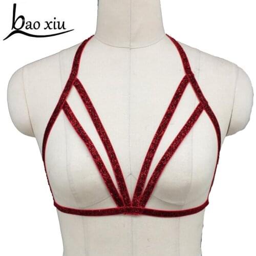 Sexy Costumes Women Fetish Lingerie Open Chest Cage Bralette body harness Goth underwear Crop Wear Cupless Bra Bondage Harness