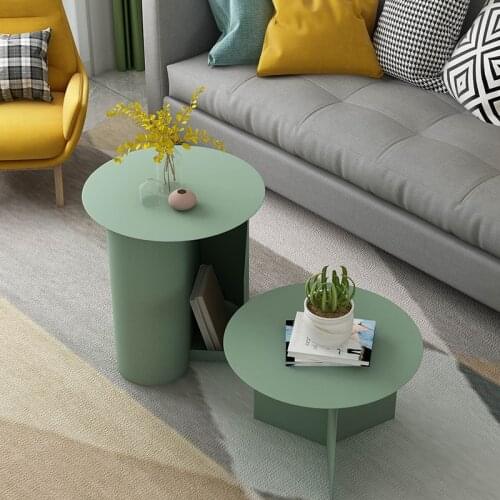 Nordic Luxury Iron Art Small Coffee Table Simple Modern Bedroom Bedside Table Round Table Sofa Creative Corner Table