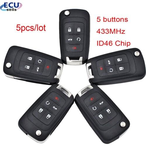 5pcs X Flip Folding Remote Car Key Fob For Chevrolet Cruze Malibu Aveo Spark Sail orlando Key 433MHz ID46 Chip