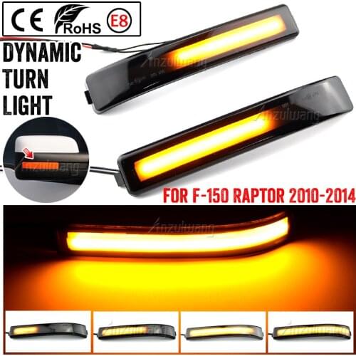 Smoked LED Side Wing Dynamic Turn Signal Light Flowing Rearview Mirror Indicator Blinker Light for Ford F150 SVT Raptor 09-2014