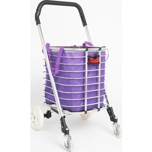 Aluminum Alloy Elderly Shopping Cart, Portable Small Pull Trailer Climbing Stairs, Household Folding Hand Trolley