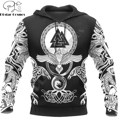 Viking Raven Of Odin Tattoo 3D Printed Men hoodies Harajuku Fashion Hooded Sweatshirt Unisex Casual jacket Zip Hoodie WJ006