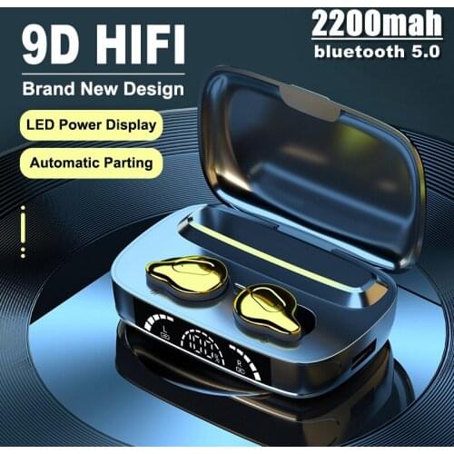 TWS Bluetooth Wireless Headphones 2200Mah Charging Box Sports Waterproof Earbuds Bluetooth 5.0 Earphone Headset With Microphone