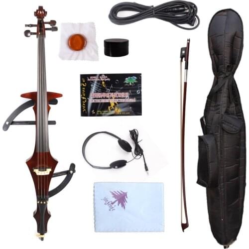 Yinfente 4/4 Electric Cello Sweet Sound ebony Fittings Solid Wood Professional