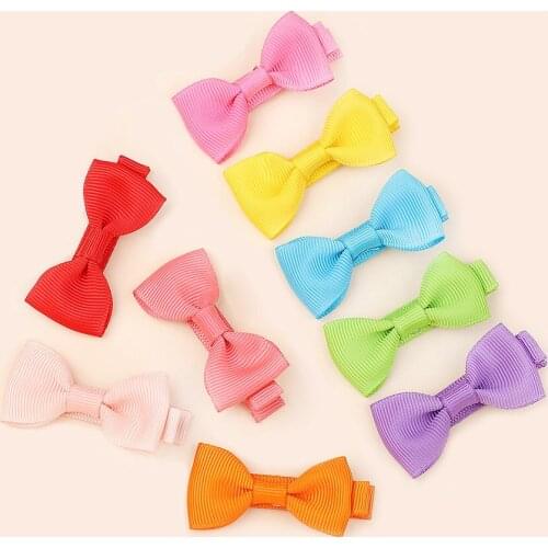 10pcs/lot 5 CM Grosgrain Ribbon Bowknot Baby Girls Hair Clips Fashion Handmade Bows Infant Bangs Hairpins Children Headwear