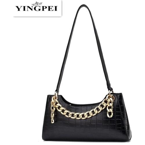 Crocodile pattern Fashion Design Women Small Baguette Handbags Soft PU Leather Ladies Armpit Shoulder Bags Vintage Simple Girls