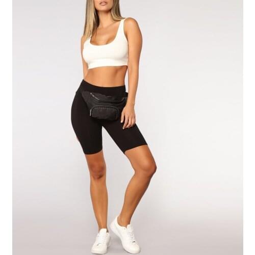 Womens Casual High Waist Short Solid Running Fitness Leggings Knee-Length Pants Female Elastic Waist Skinny Capris