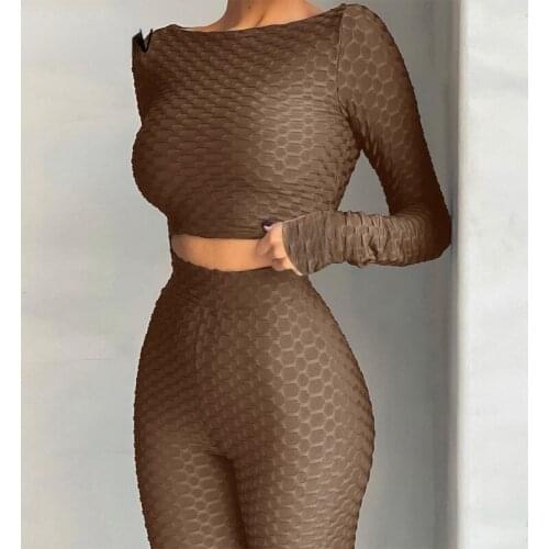 YT Women Autumn Winter Long Sleeve Crop Tops Long Pants Sportswear Two Piece Set Suit 2021 Female Clothing Tracksuit