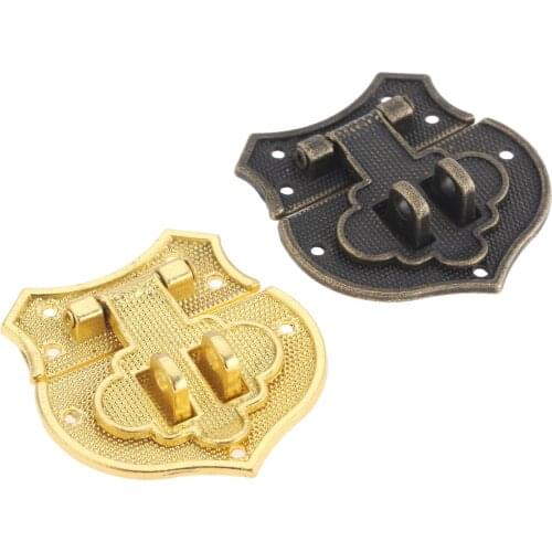 1 Pc 40*40mm Box Hasp Lock Catch Latches for Jewelry Box Suitcase Buckle Clasp Padlock Furniture Hardware Antique Bronze/Gold