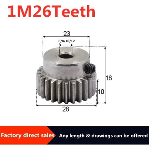 1pcs 1M 26 teeth modulus gear 6/8/10/12mm reduction gears modulus gear DIY Micro Motor Transmission Parts Gear Box Mating Parts