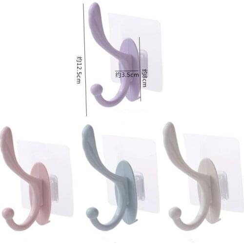1pcs Coat Kitchen Bathroom Adhesive Support Wall Door Hook Nordic Wind Creative Plastic Self Adhesive Hanger for Bag Keys Towel