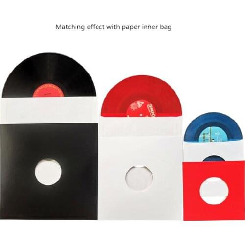 10PCS 10PCS Anti-static Hard Shell Paper Inner Sleeves Polylined Protectors with Hole for 7/10/12 Inches LP Vinyl Record Album